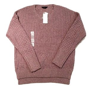 Denver Hayes Pinkish Purple Knit Sweater Size Small Cozy Warm V Neck Winter New
